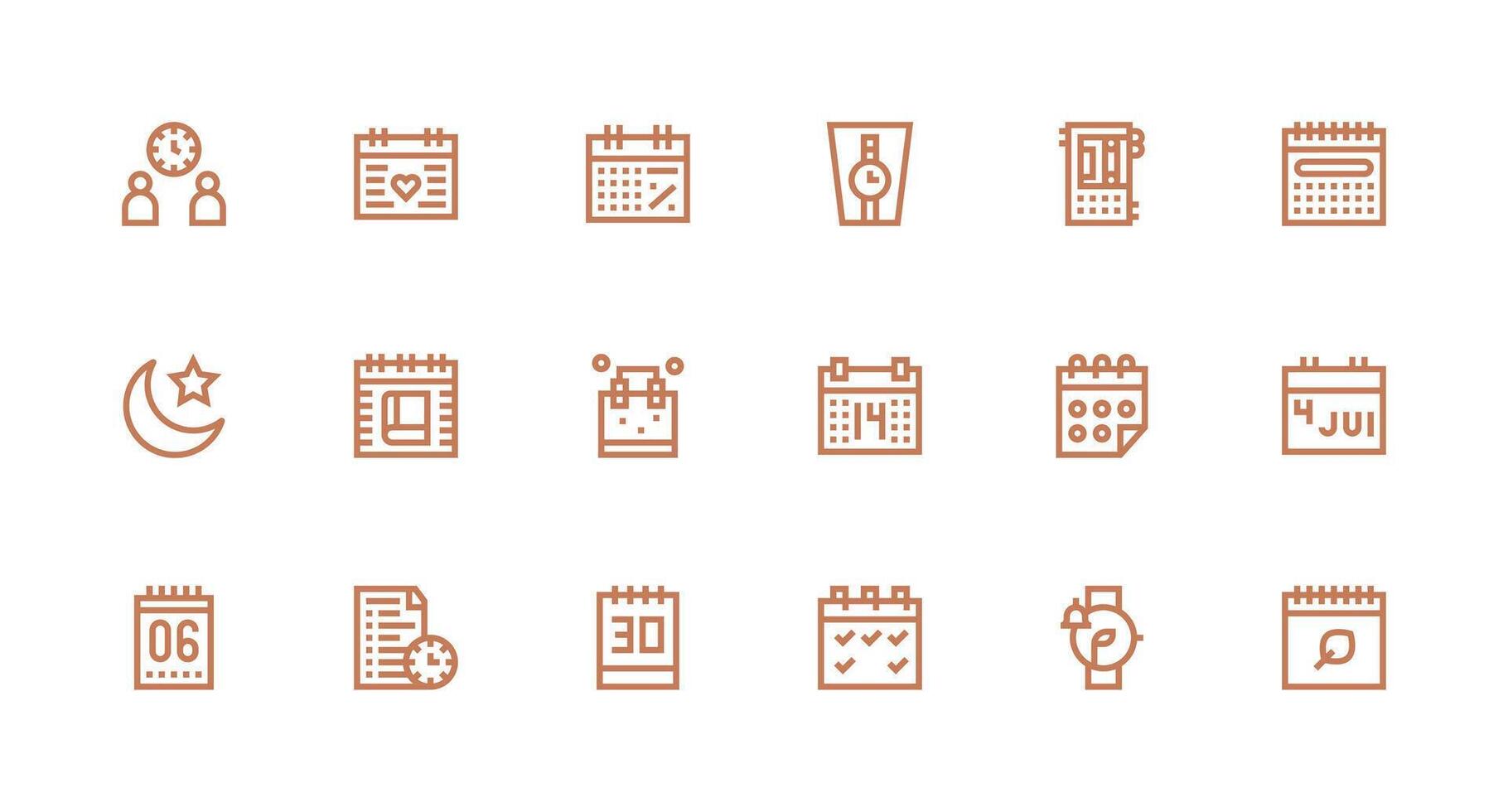 Calendar Icon Collection with 18 Strong Stroke Line Designs Flexible Icon System for Web Interfaces vector