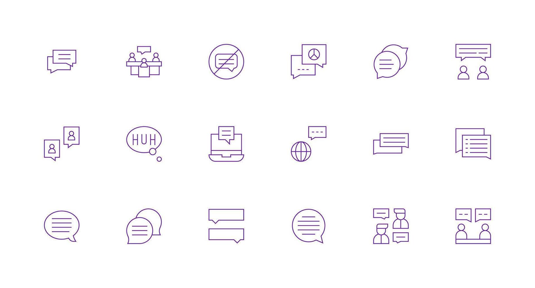 Minimal Line Style Dialogue Icons with 18 Vectors Core Icon Collection for Daily Tasks