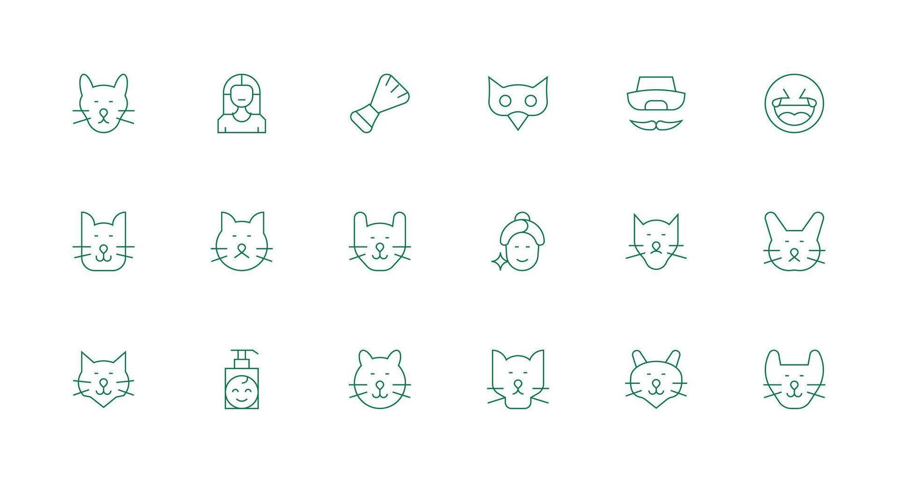 Face Visual Pack containing 18 Minimal Line Icons UI Icon Set vector