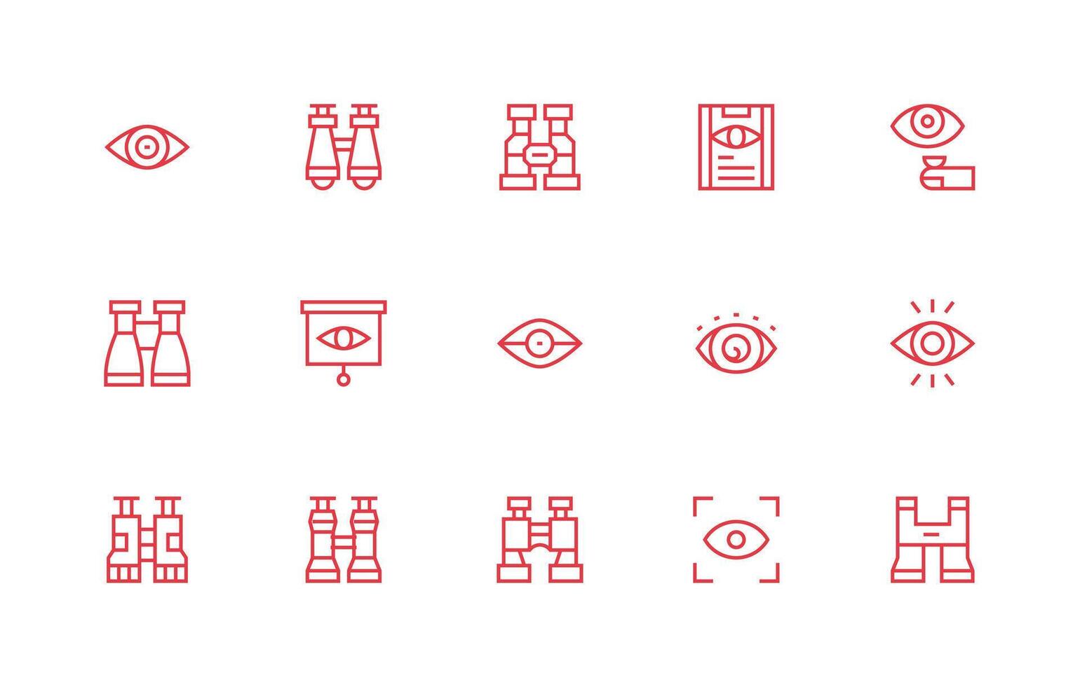 Observe Design Icons featuring 15 in Regular Line Style Modern Line and Glyph Icon Series vector