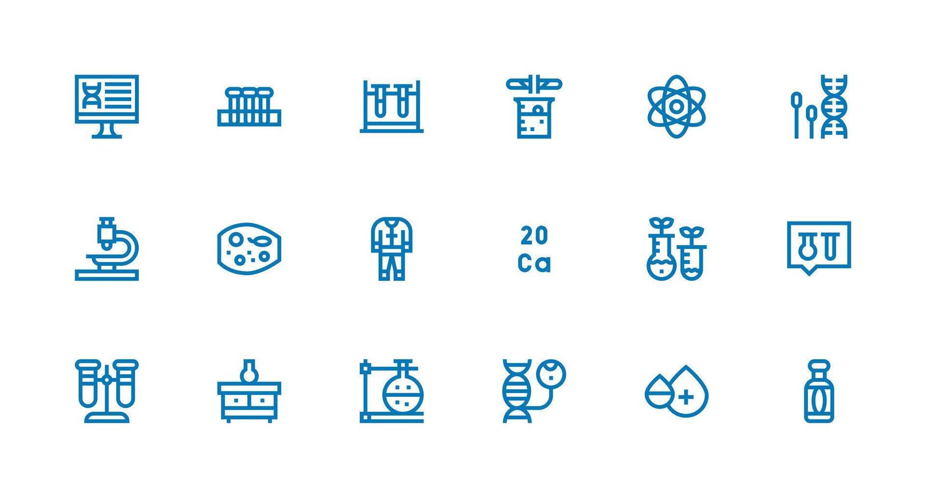 Lab Icon Set with 18 Strong Stroke Line Graphics Pixel Perfect Icon Set vector