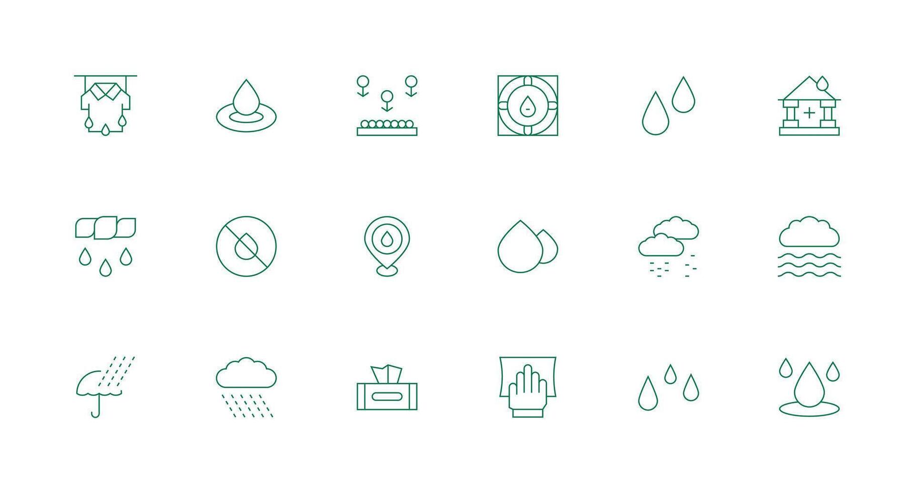 Minimal Line Style Moisture Icons with 18 Vectors Multi-Style Icon Collection