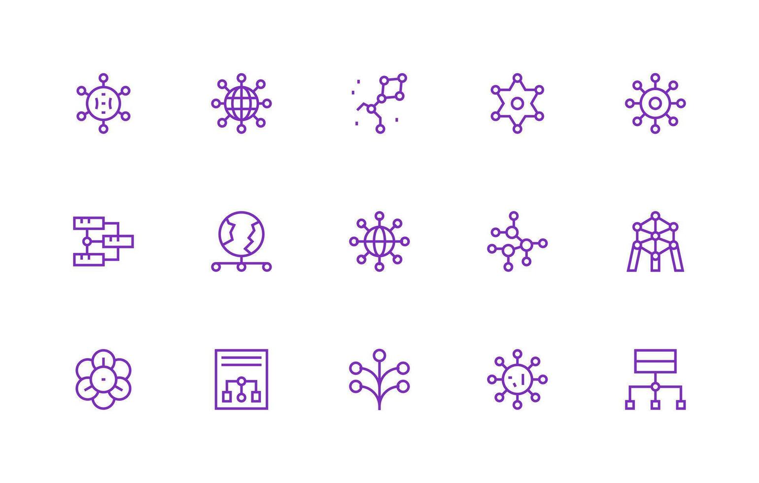 15 Links Icons in Regular Line Aesthetic Clean Set for Layout Prototypes vector