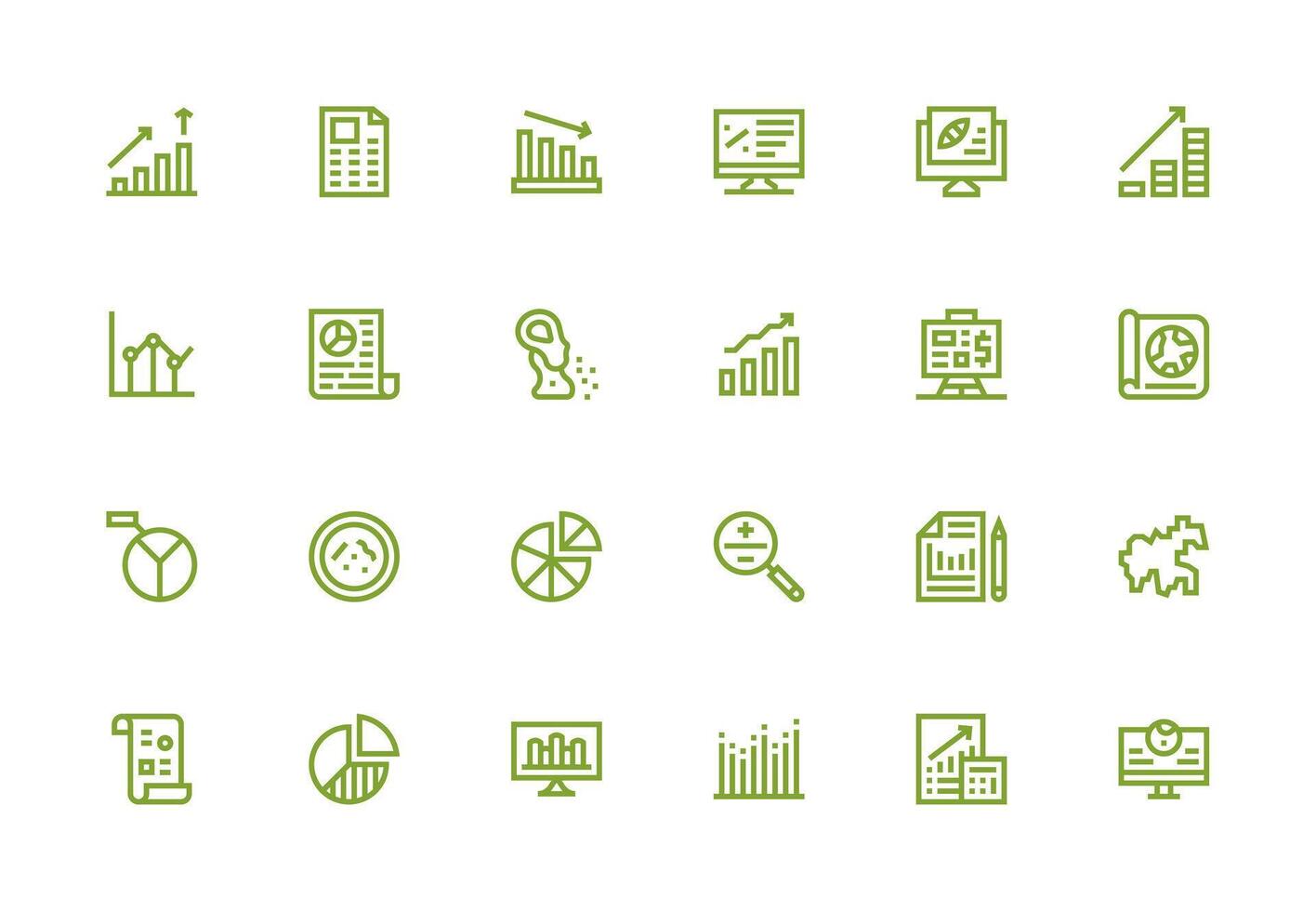 Statistics featuring 24 Icons in Thick Line Line Design Functional Icon Series vector