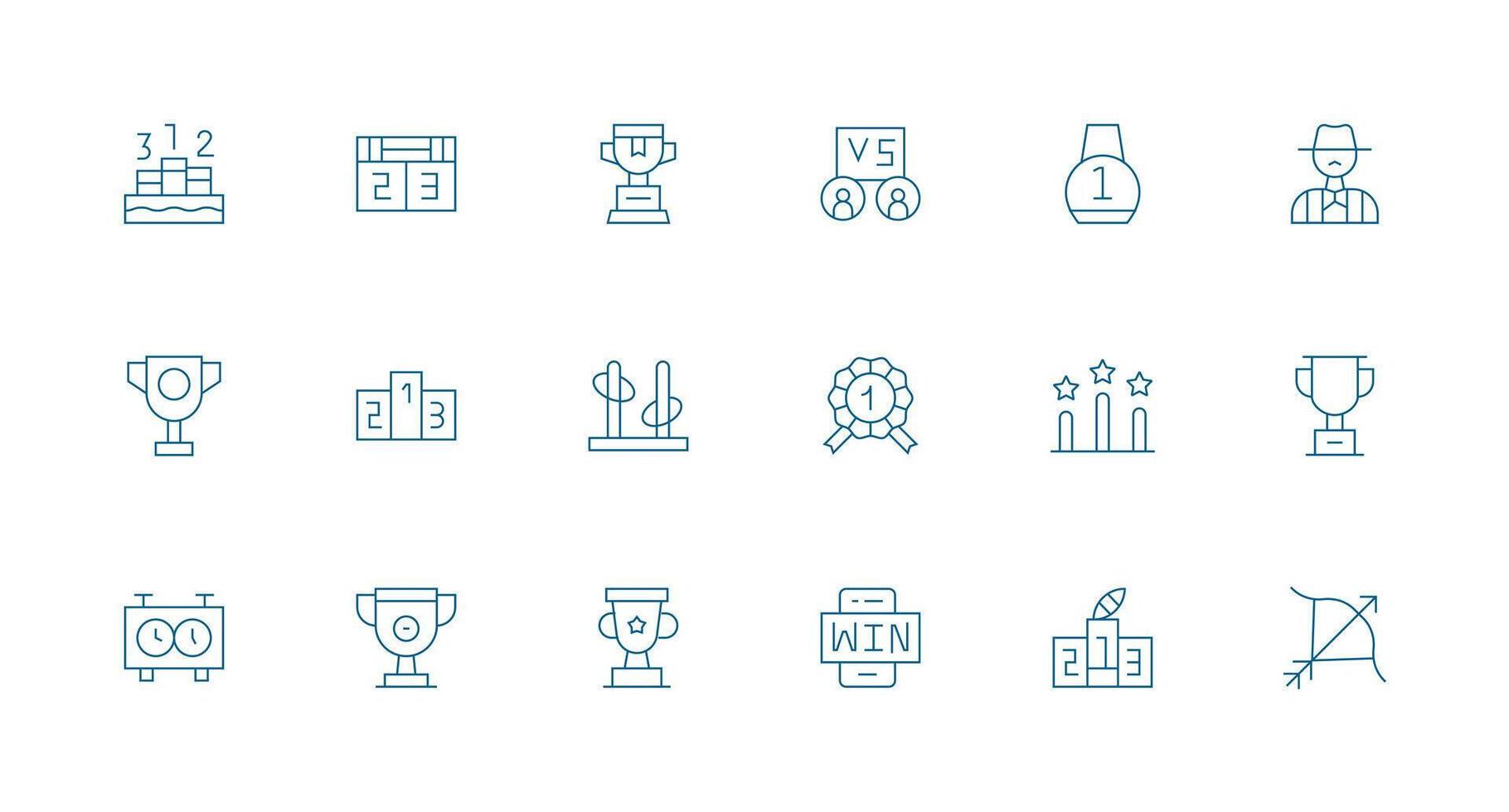 18 Minimal Line Style Icons from Contest Collection Style Icon Set vector