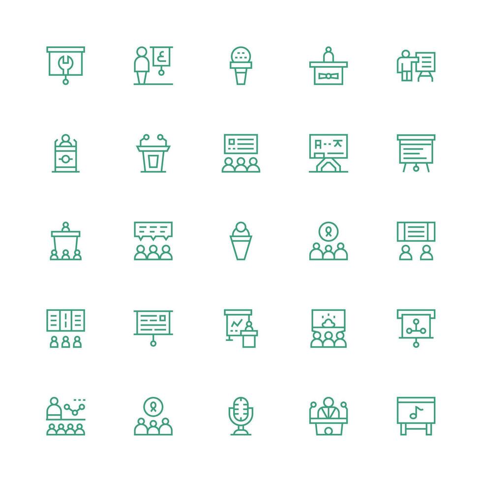 Lecture Set with 25 Medium Stroke Outline Icons UI-Ready Icon Collection vector