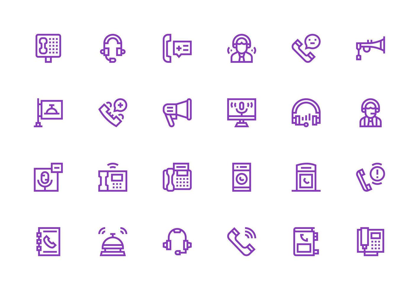Call Set with 24 Thick Line Line Icons Clean Set for Layout Prototypes vector