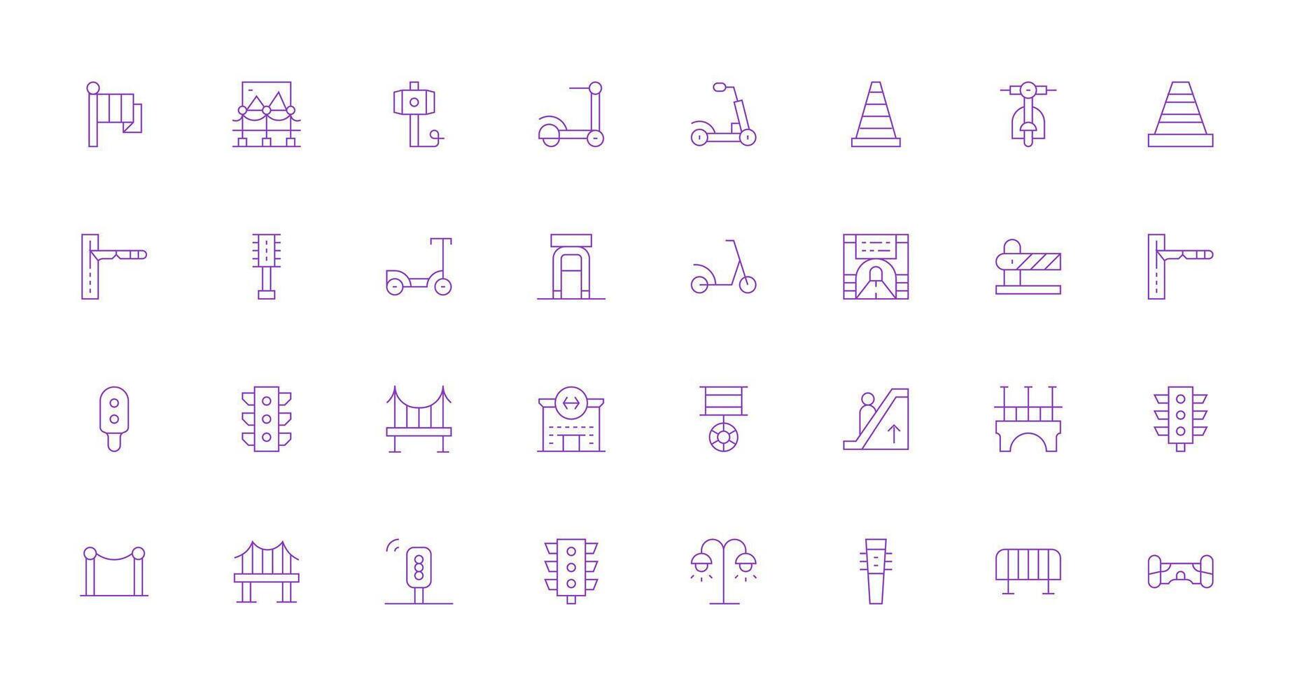 32 Icons for Pedestrian in Thin Line Format User Interface Icons for Digital Products vector