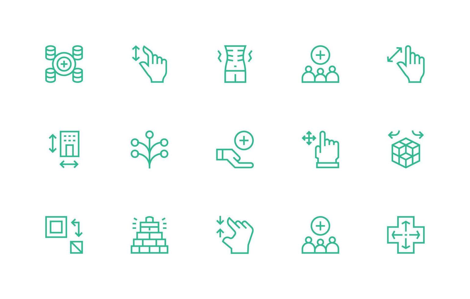 15 Expand Icons in Regular Line Aesthetic Customizable Icon Series for Mobile Screens vector