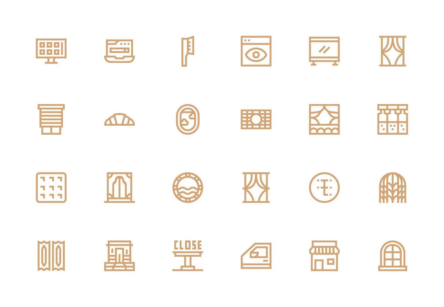24 Thick Line Line Style Icons from Window Collection Complete Icon Set for Mobile Apps vector