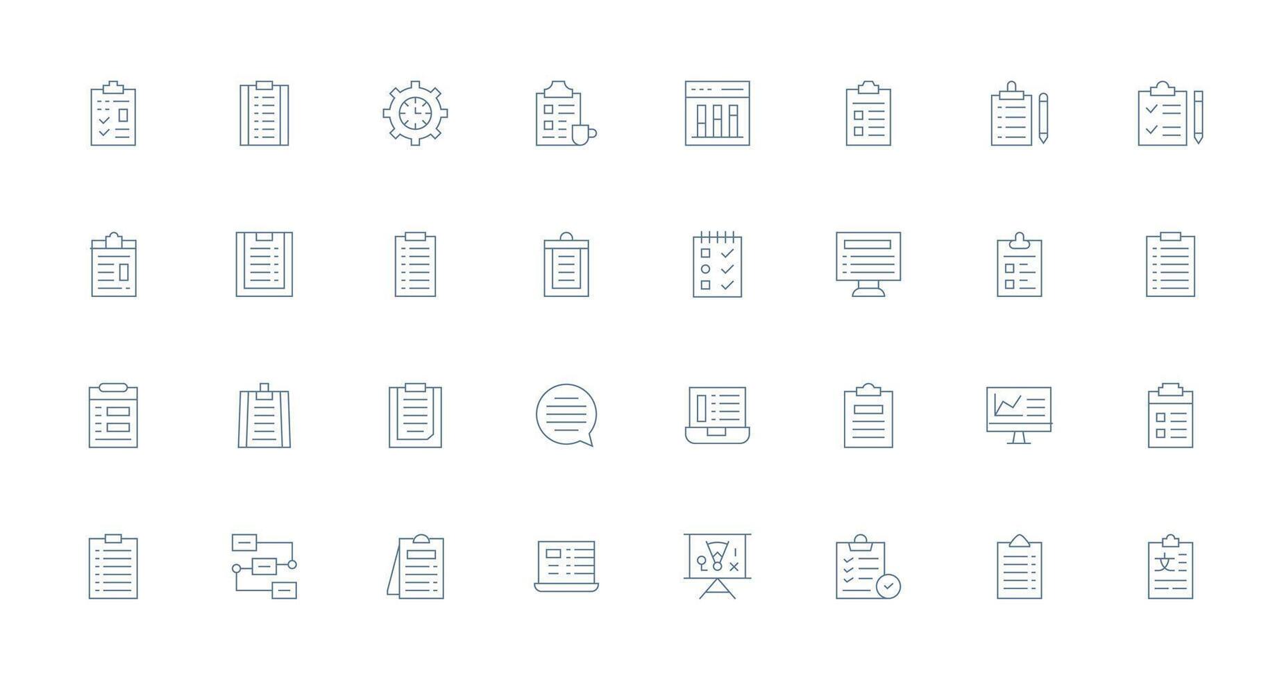 32 Thin Line Style Icons from Tasks Collection Line Icon Collection vector