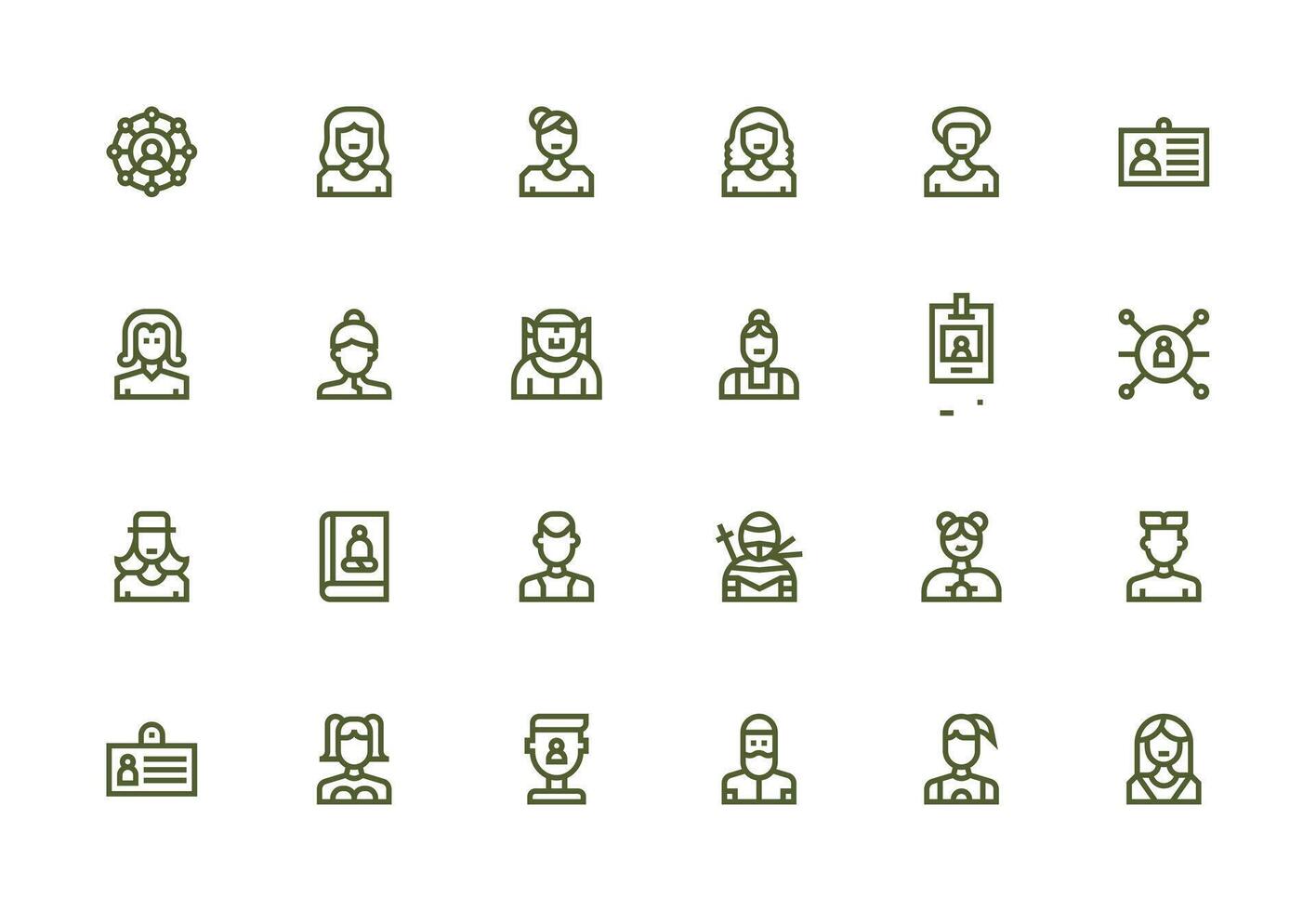 Profile Picture Icon Set with 24 Thick Line Line Graphics Web Icon Collection vector