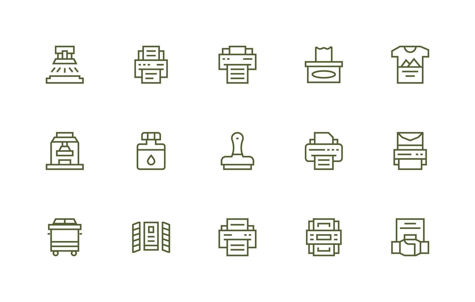 15 Regular Line Icons for Printing Graphics Pixel Perfect Icons for Modern Apps vector
