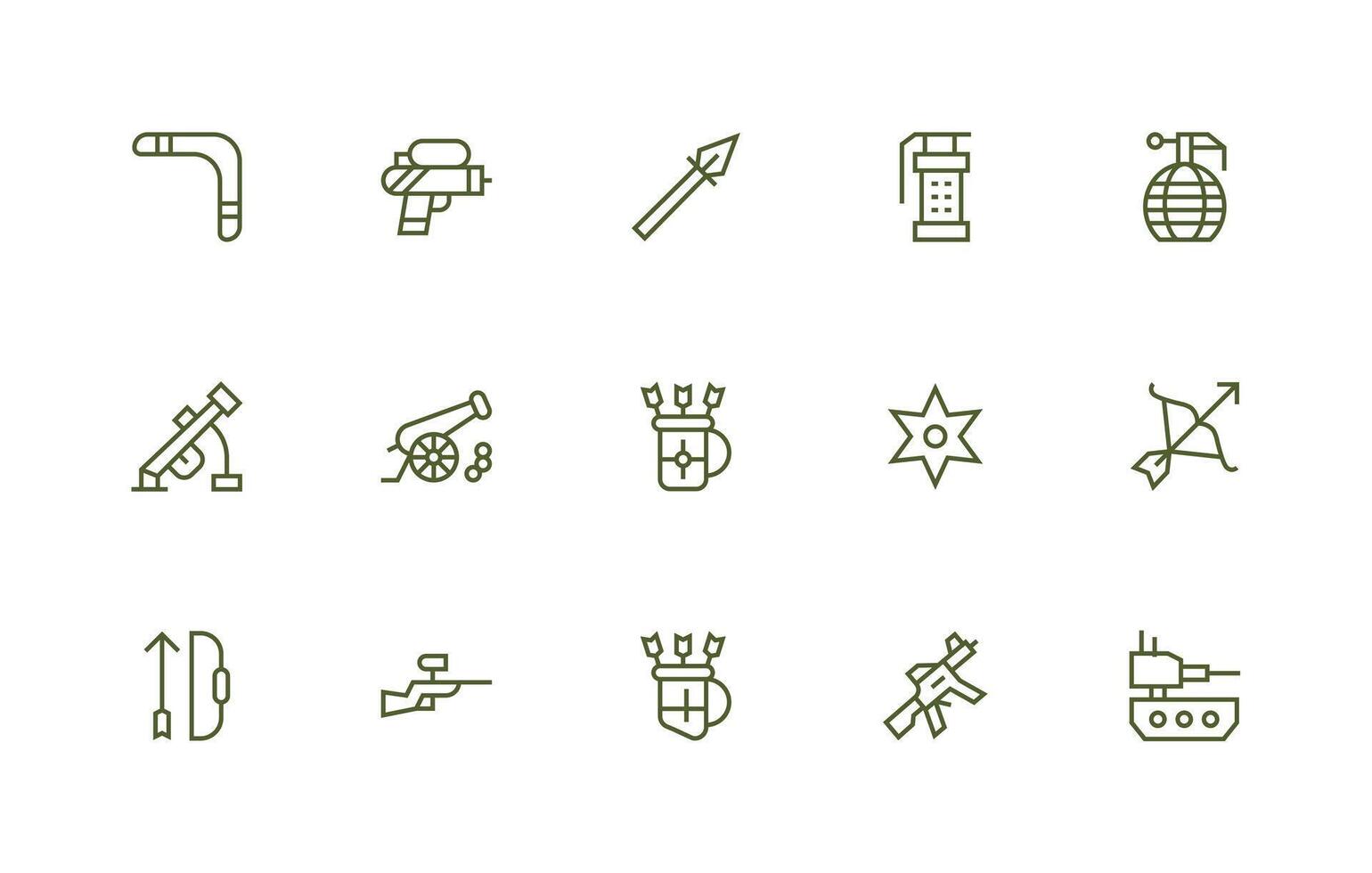 15 Icons for Projectile in Regular Line Format Interface Icon Collection for Daily Projects vector