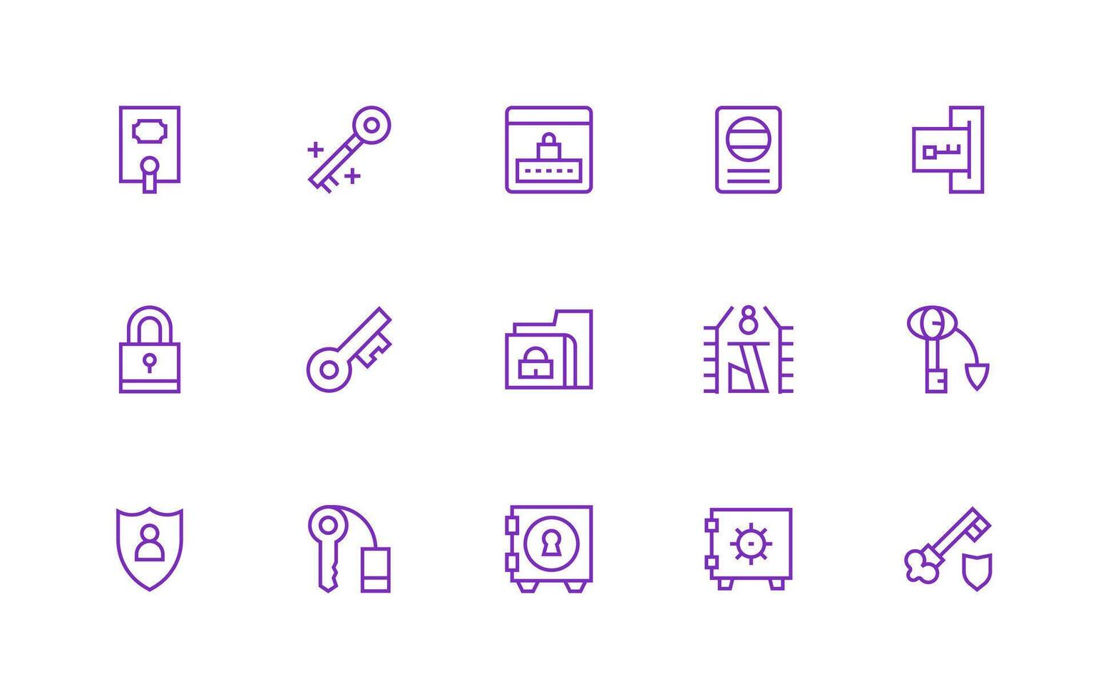 Regular Line Icons from Password Set with 15 Vectors Organized Glyph Icons for Fast Design