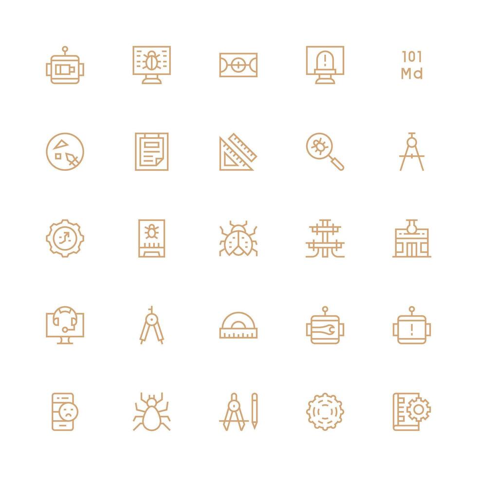Medium Stroke Outline Icons from Technical Set with 25 Vectors Icon Set for Web