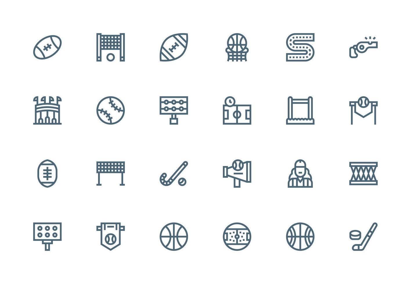 Stadium featuring 24 Icons in Thick Line Line Design Minimal Icon Set for Interface Projects vector