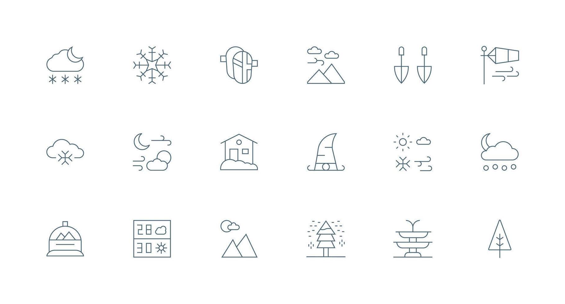 18 mínimo línea estilo íconos desde nieve colección completar icono haz para web diseño vector