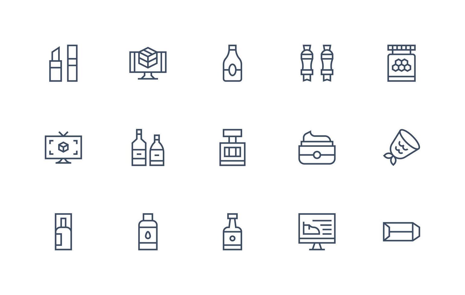 Product Design Icon Set with 15 Regular Line Graphics Interface Icon Collection vector