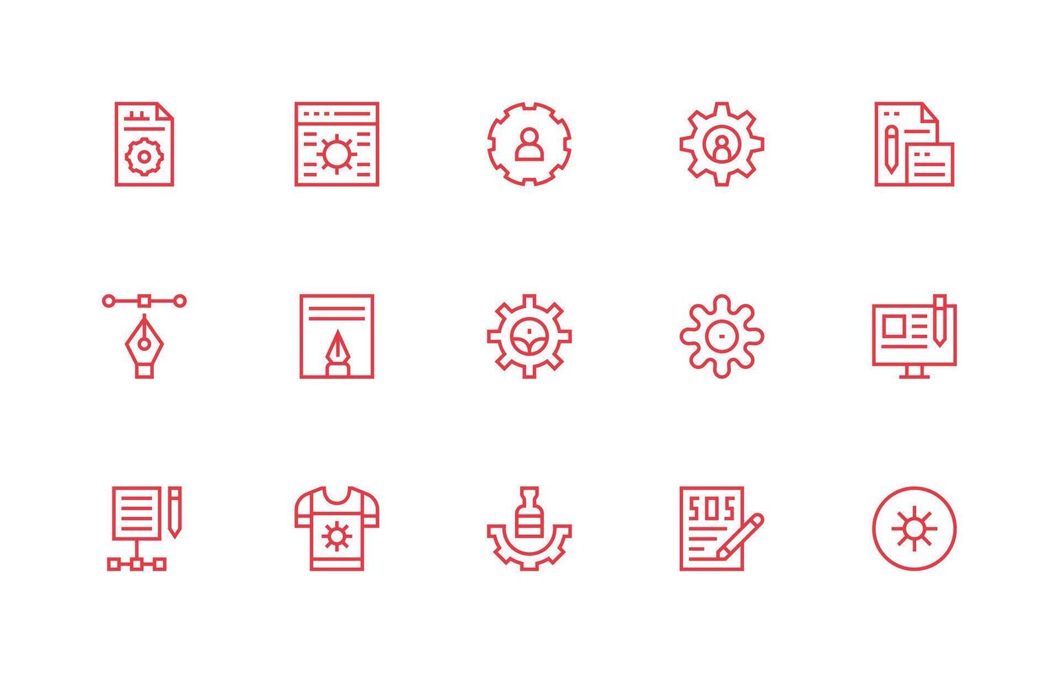 Regular Line Style Modify Icons with 15 Vectors Neat Icon Set
