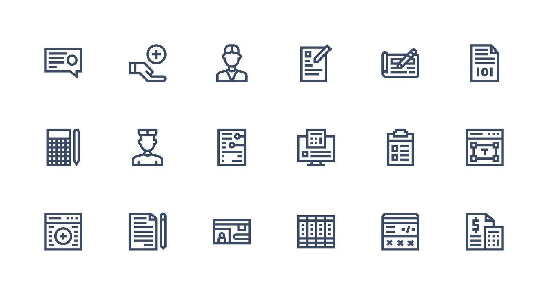 18 Icons for Data Entry in Strong Stroke Line Format UI Icon Set vector