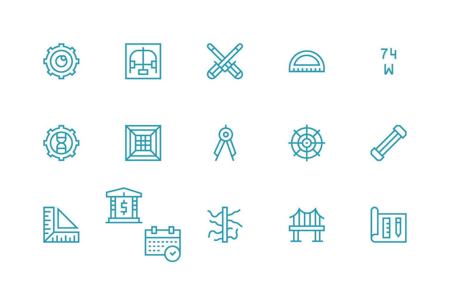 Regular Line Icons from Engineering Set with 15 Vectors Modern Line and Glyph Icon Series