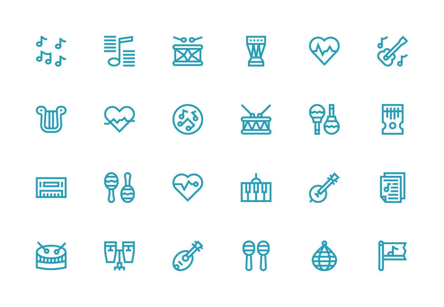 24 Icons for Rhythm in Thick Line Line Format Responsive Icon Set for Flexible Layouts vector
