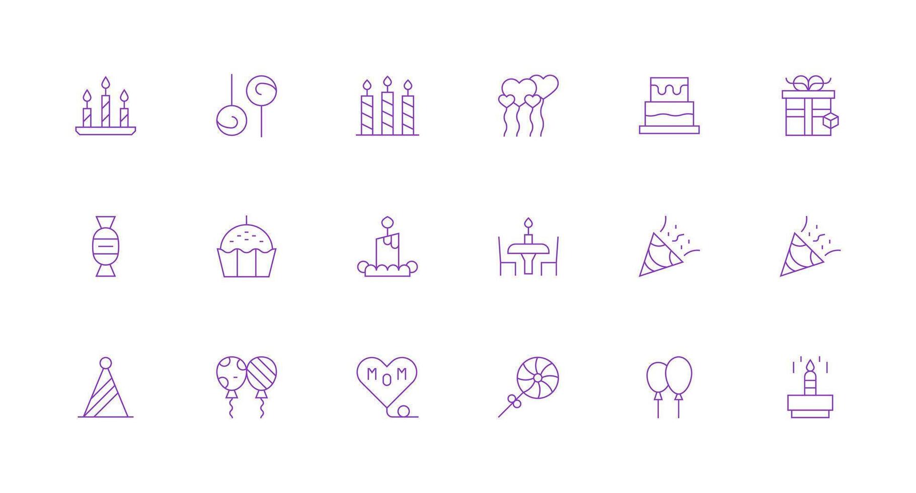 Minimal Line Icons from Birthday Set with 18 Vectors Multi-Purpose Icon Set