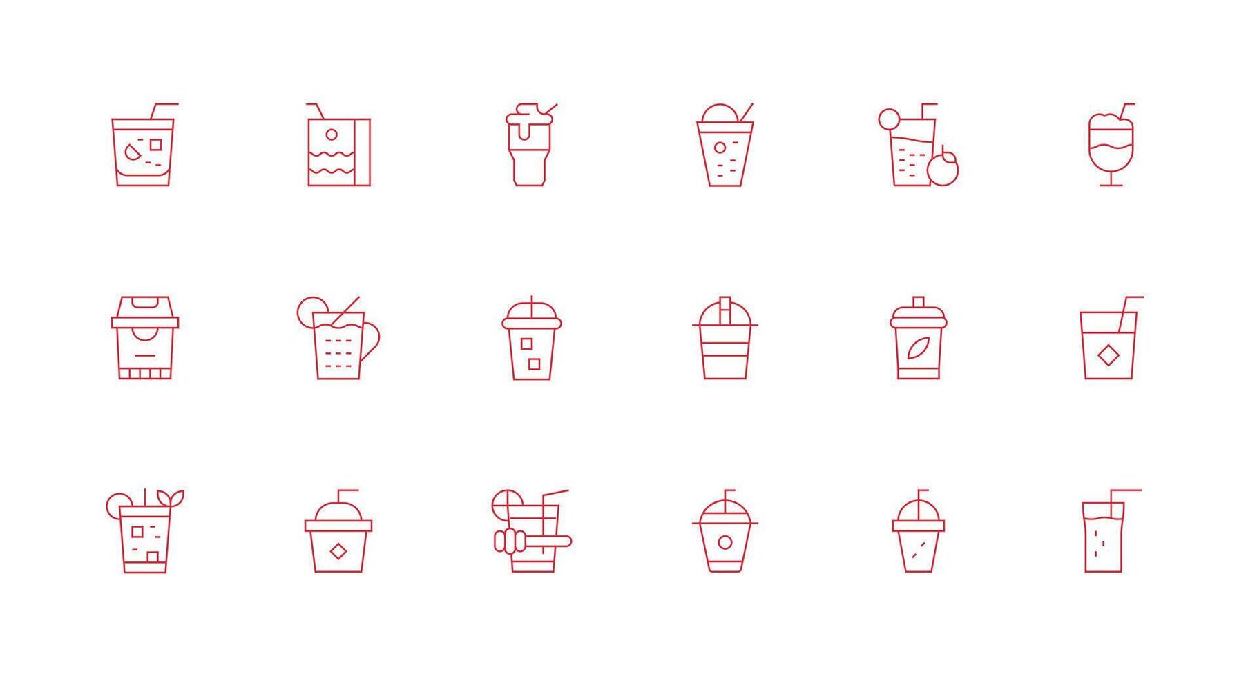 Iced Tea Design Icons featuring 18 in Minimal Line Style Flexible Icon System for Web Interfaces vector