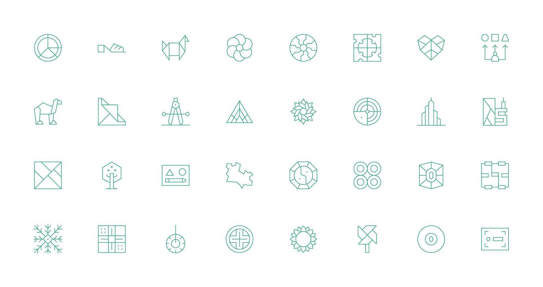 32 Geometric Icons in Thin Line Aesthetic Clean Icon Set Icon Pack for UI Projects vector