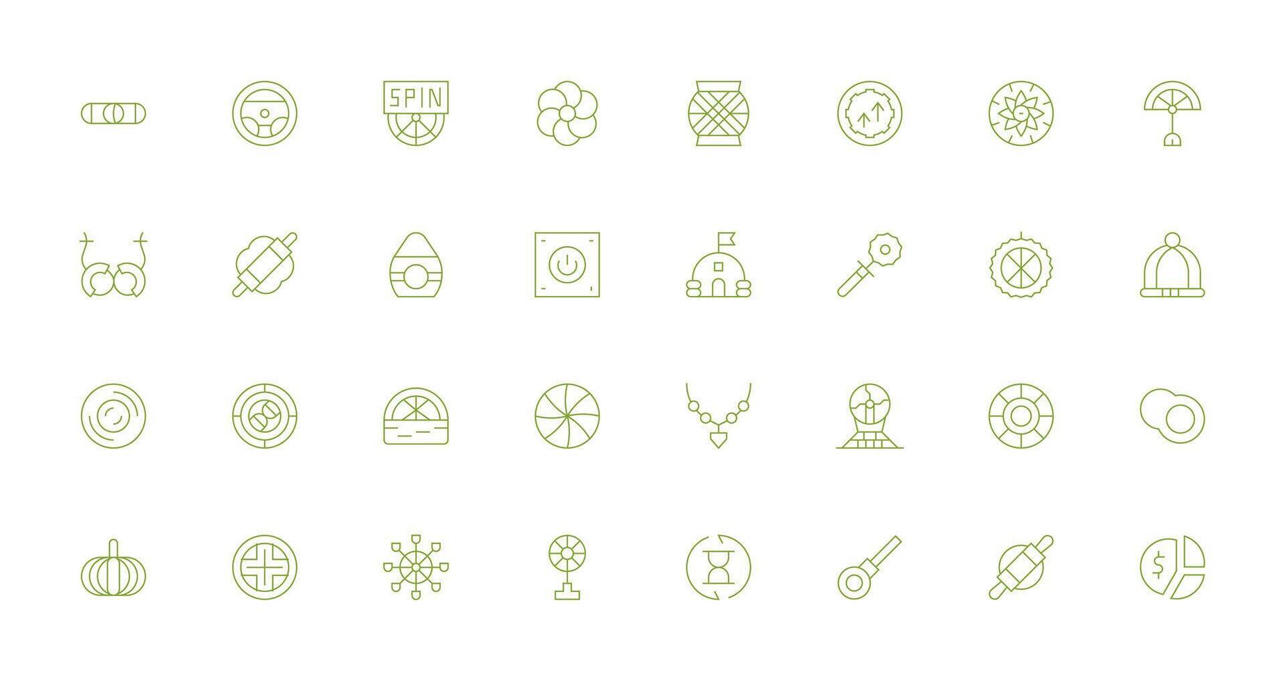 Thin Line Style Circular Icons with 32 Vectors Well-Structured Icons for Creative Use