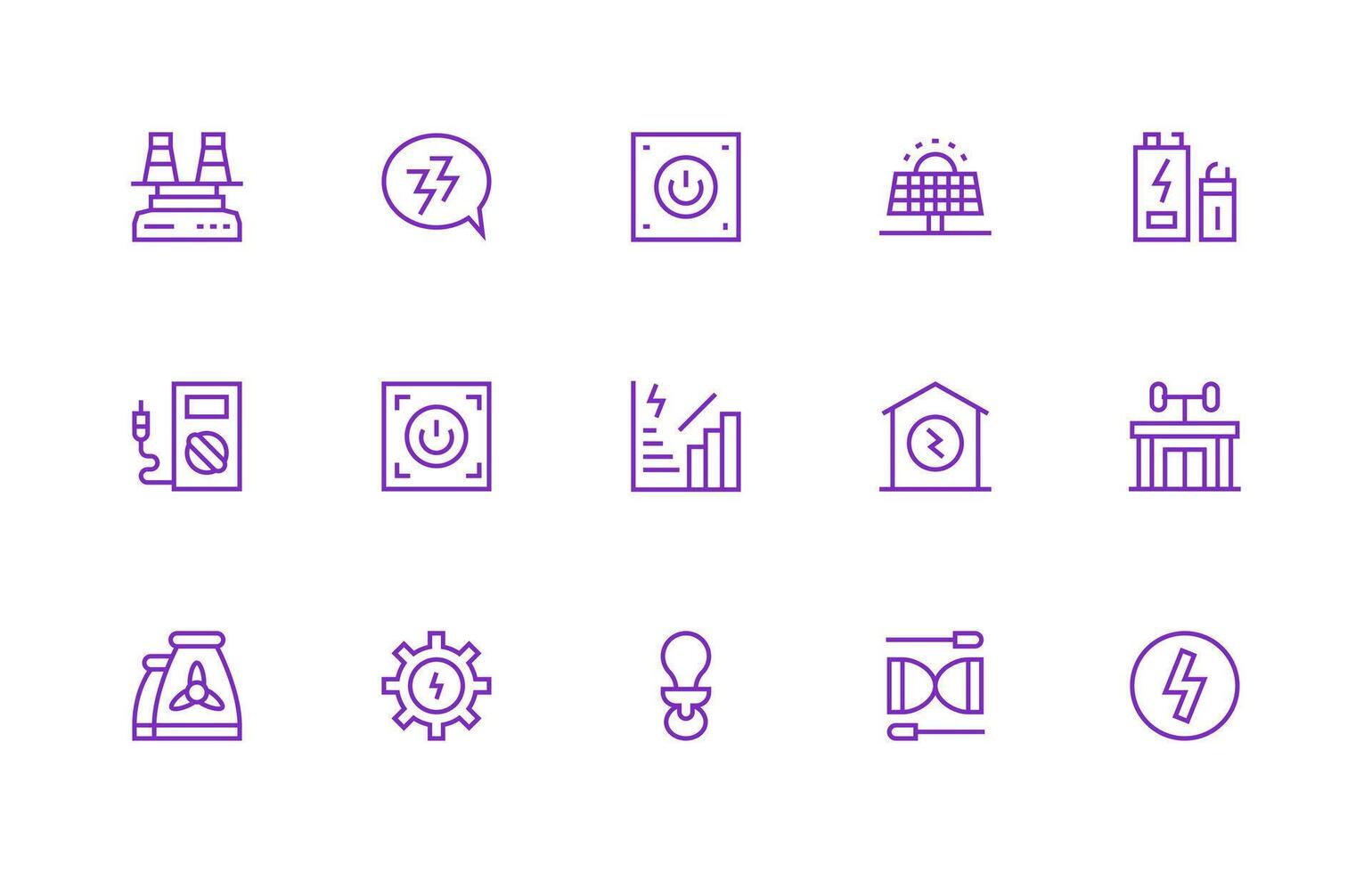 Regular Line Style Electricity Icons with 15 Vectors Clean Icon Collection for Web Use