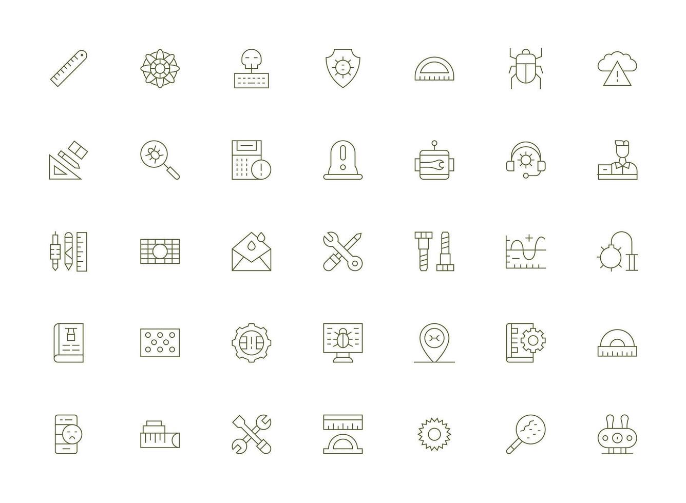 Technical Design Icons featuring 35 in Light Line Style Functional Icon Series vector