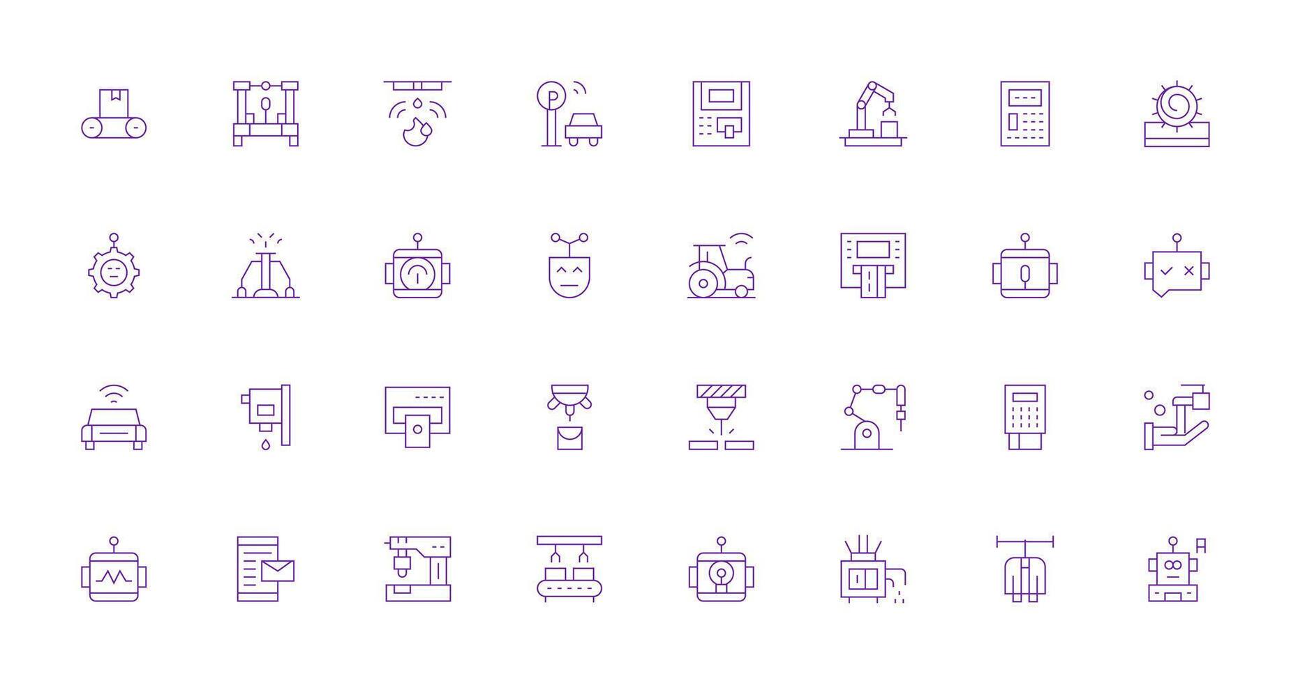 Thin Line Style Automated Icons with 32 Vectors Icons Built for Visual Consistency Pack