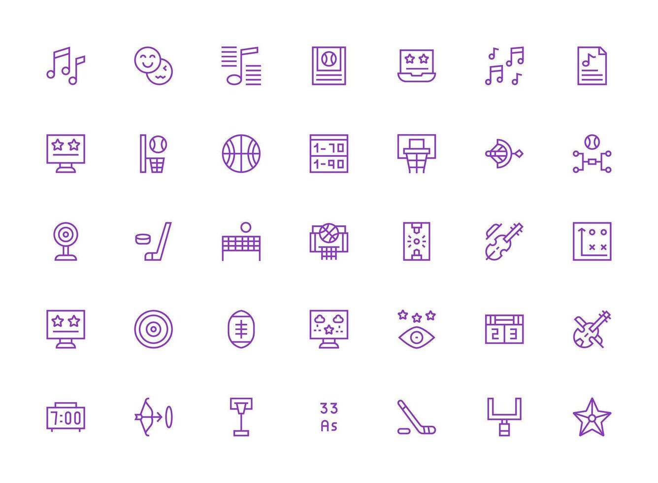 35 Icons for Score in Regular Clean Line Format Multi-Purpose Icon Set vector