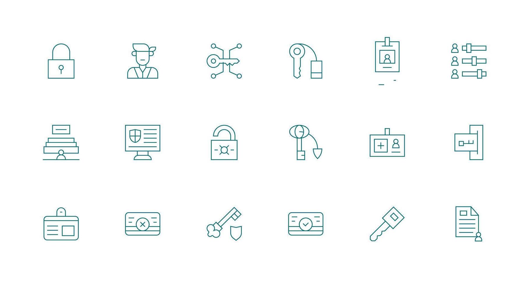 18 Minimal Line Icons for Authorization Graphics Detailed Icon Collection for Design Systems vector