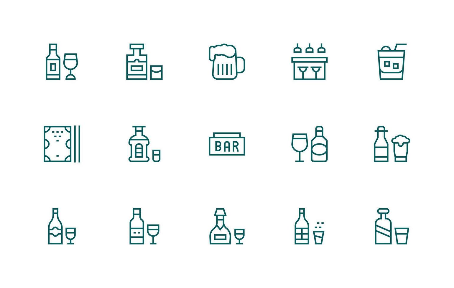 15 Regular Line Style Icons from Pub Collection Digital Product Icons for Fast Delivery vector
