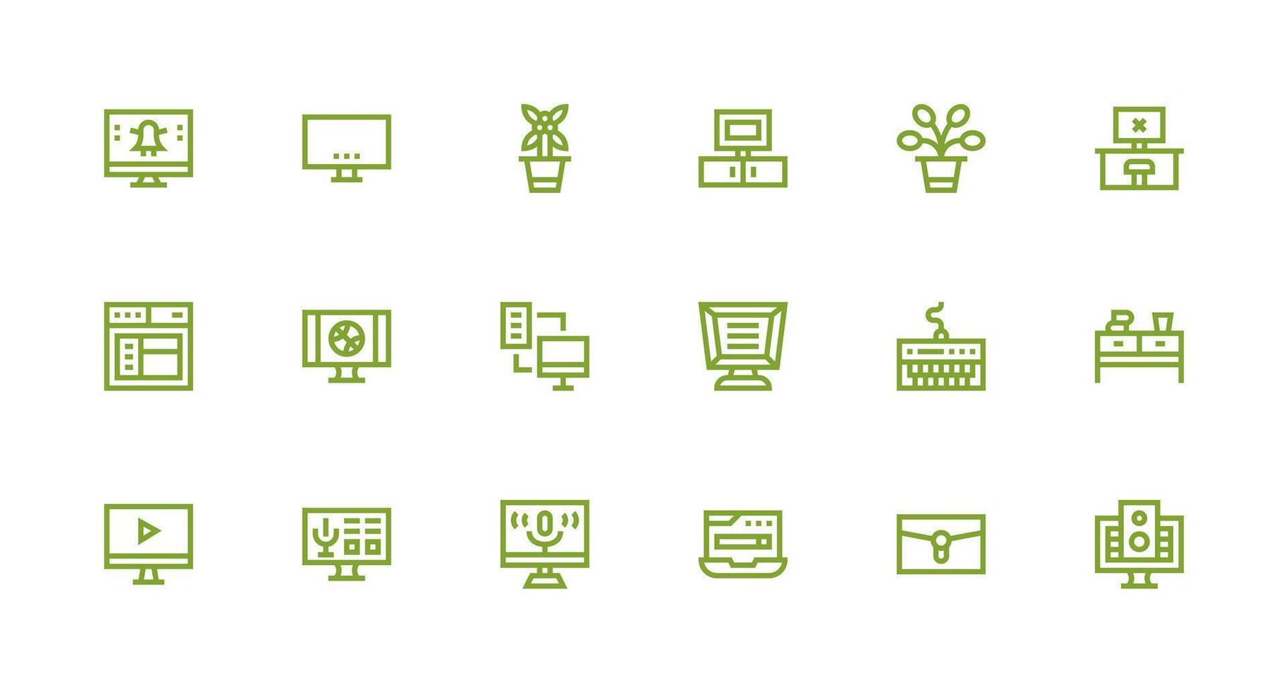 18 Strong Stroke Line Style Icons from Desktop Collection Balanced Icon Set for Functional Design vector