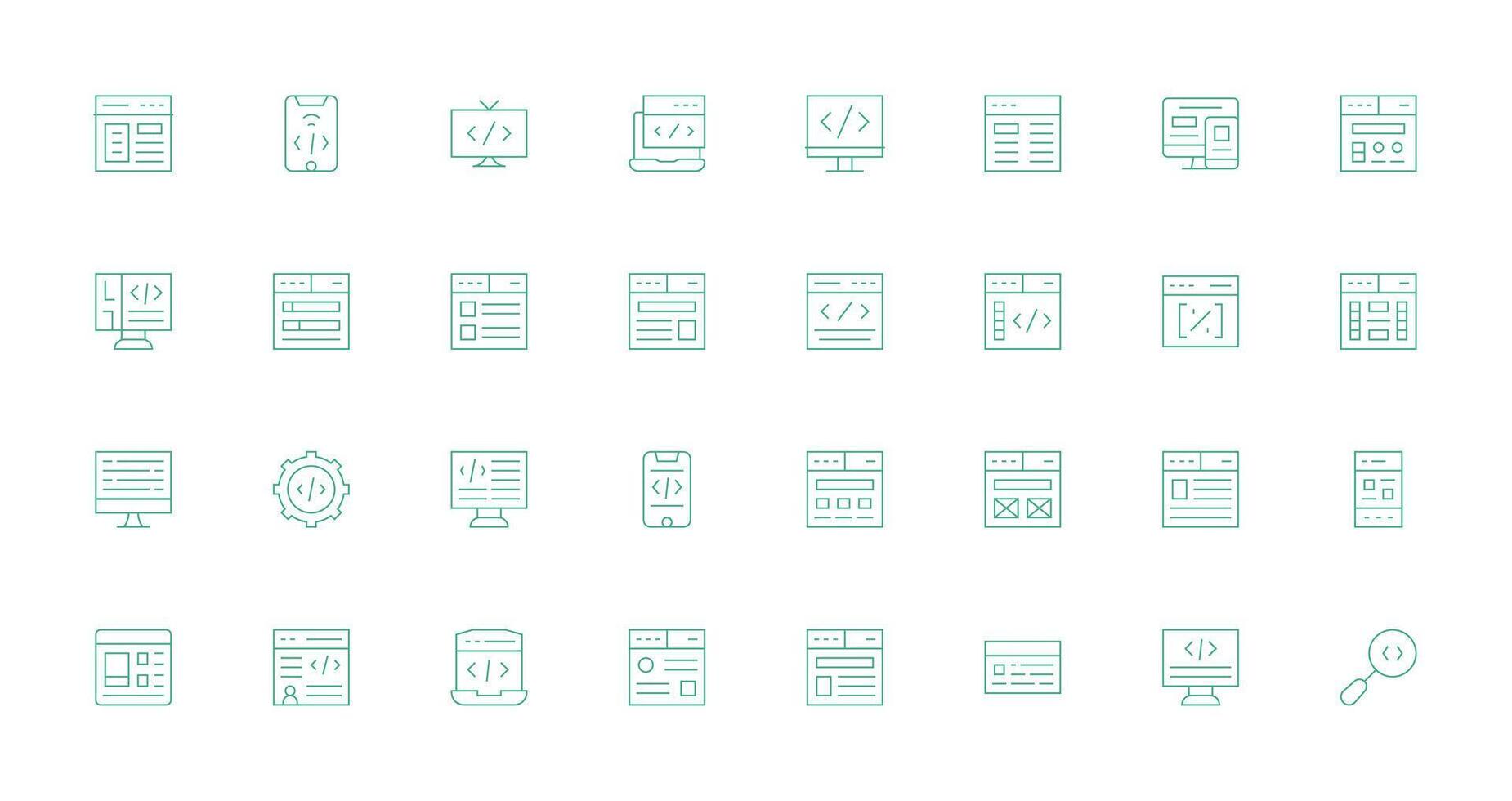 32 Thin Line Icons for Html Graphics General Use Icon Pack vector