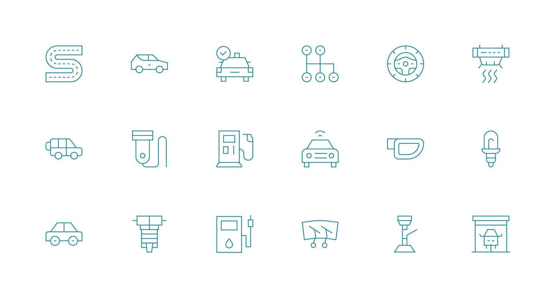 18 Icons for Auto in Minimal Line Format Compact Icon Set vector