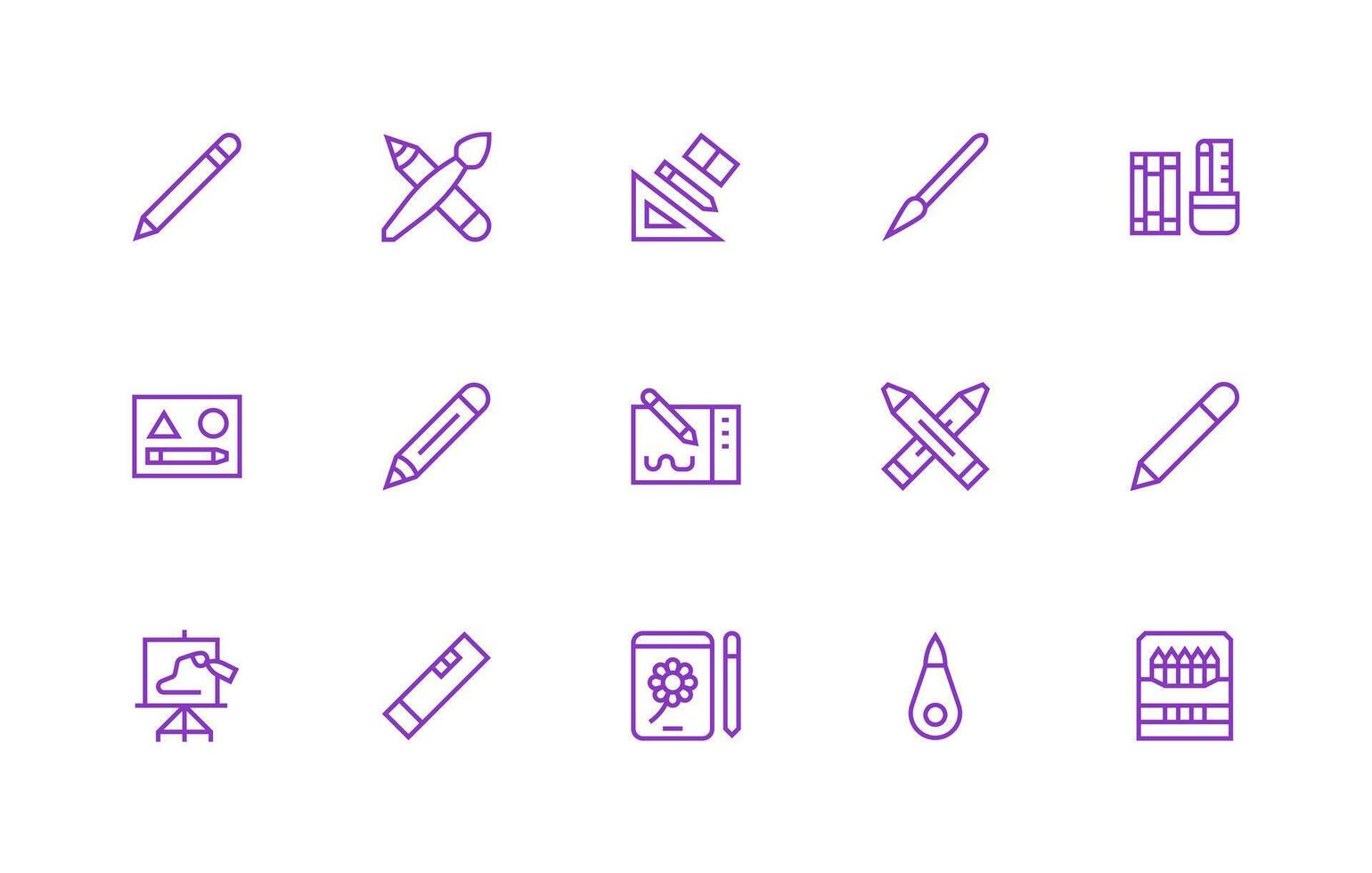 Regular Line Style Sketching Icons with 15 Vectors Complete Icon Set for Mobile Apps