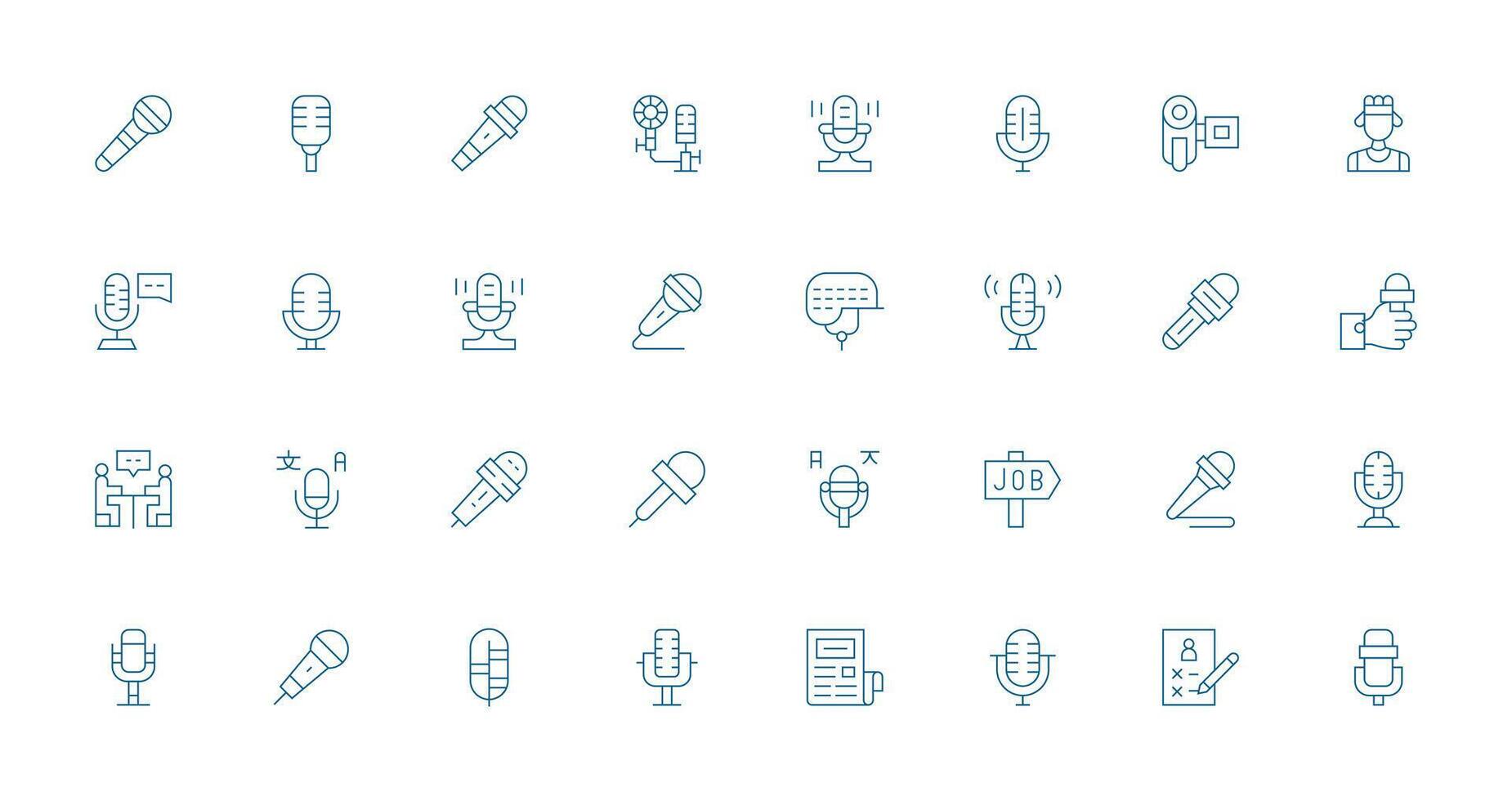 Interview Set with 32 Thin Line Icons User Interface Icons for Digital Products vector