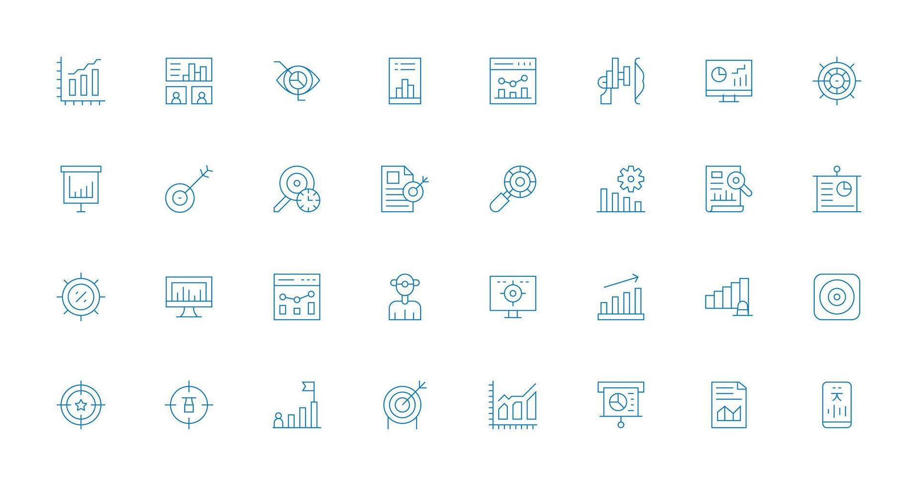 Kpi featuring 32 Icons in Thin Line Design User Interface Icons for Digital Products vector