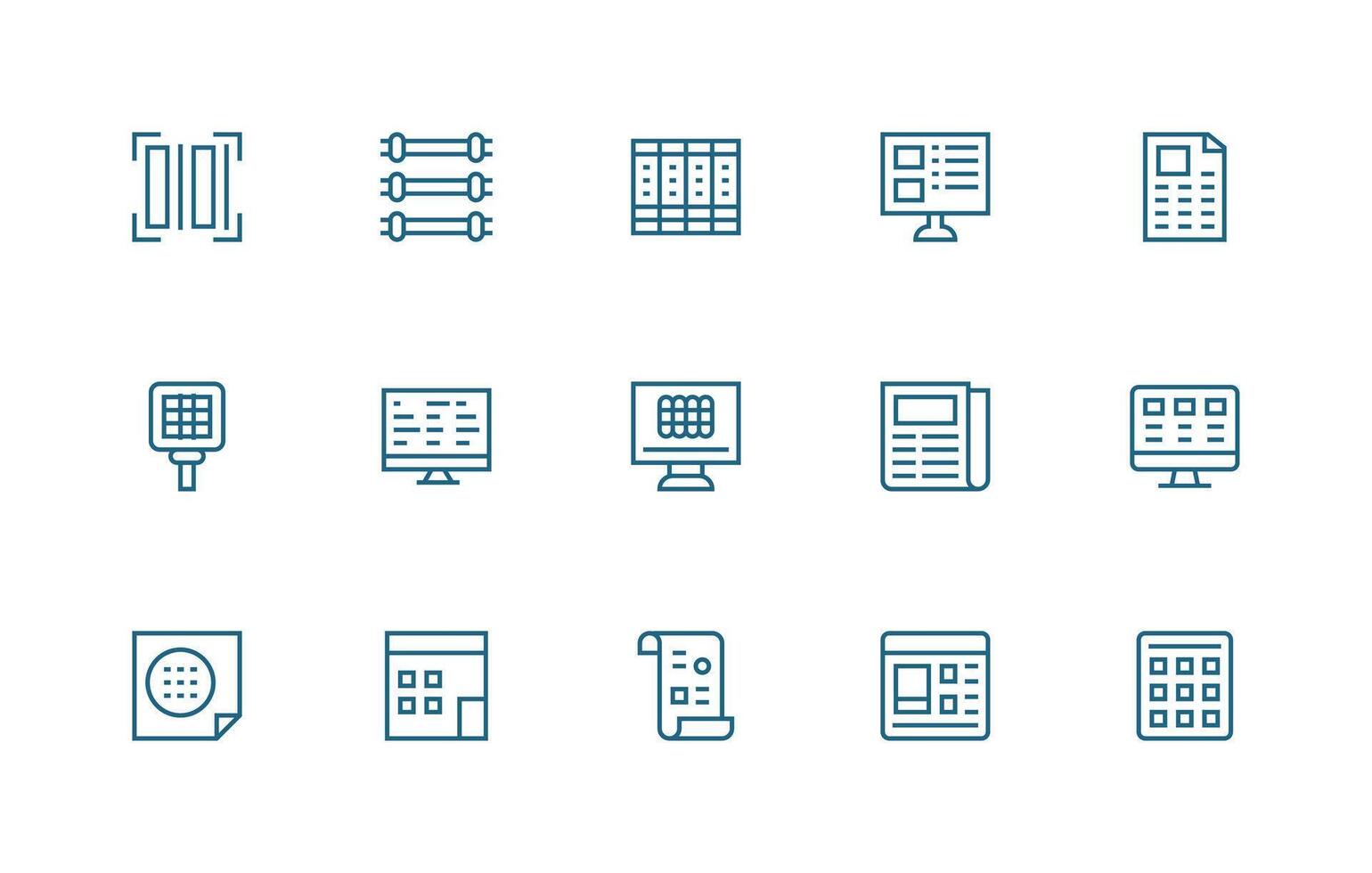 15 Regular Line Icons for Rows Graphics Neat Icon Set vector