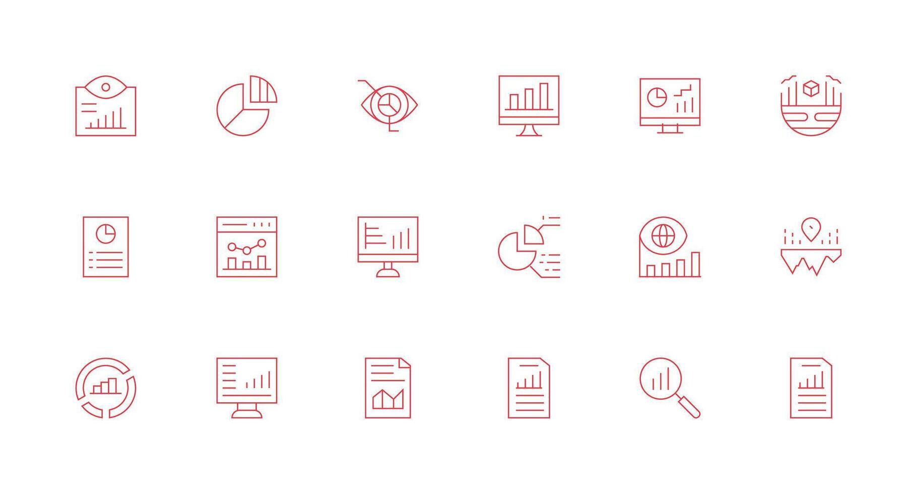 Trends Icon Set with 18 Minimal Line Graphics Minimal Icon Set for Interface Projects vector