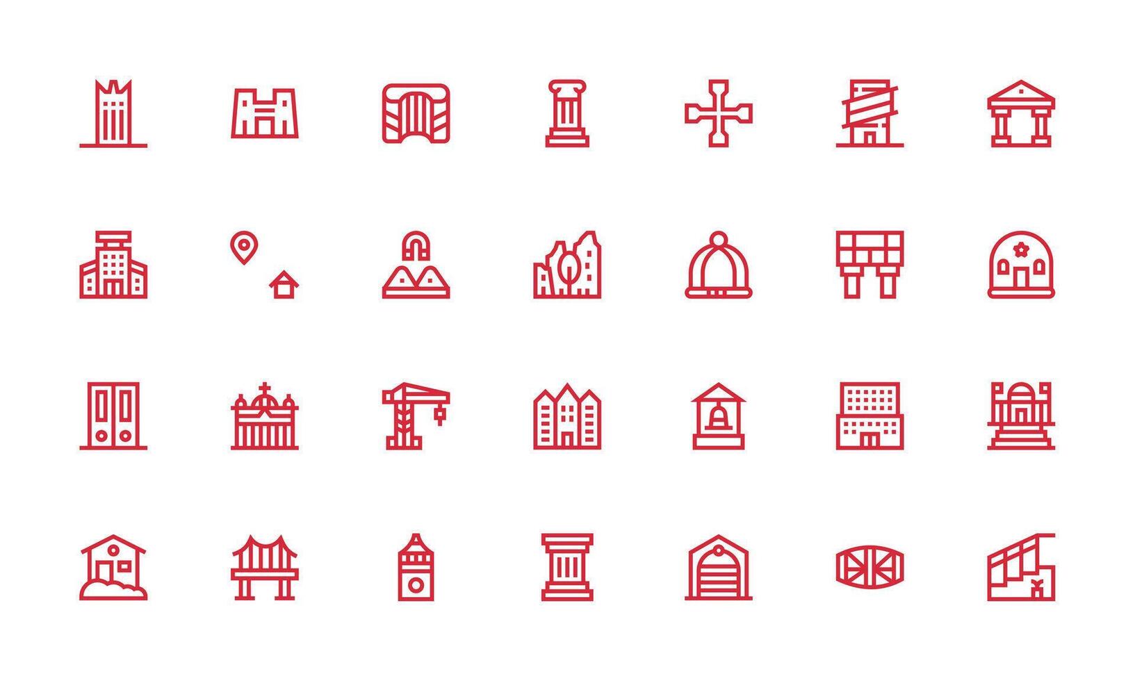 Architecture Icon Set with 28 Bold Line Graphics Responsive Icon Set for Flexible Layouts vector