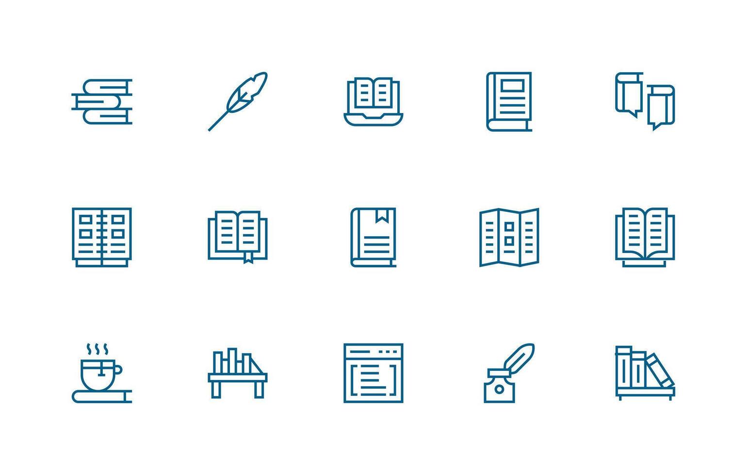 15 Icons for Literature in Regular Line Format Multi-Style Icons for Creative Projects vector