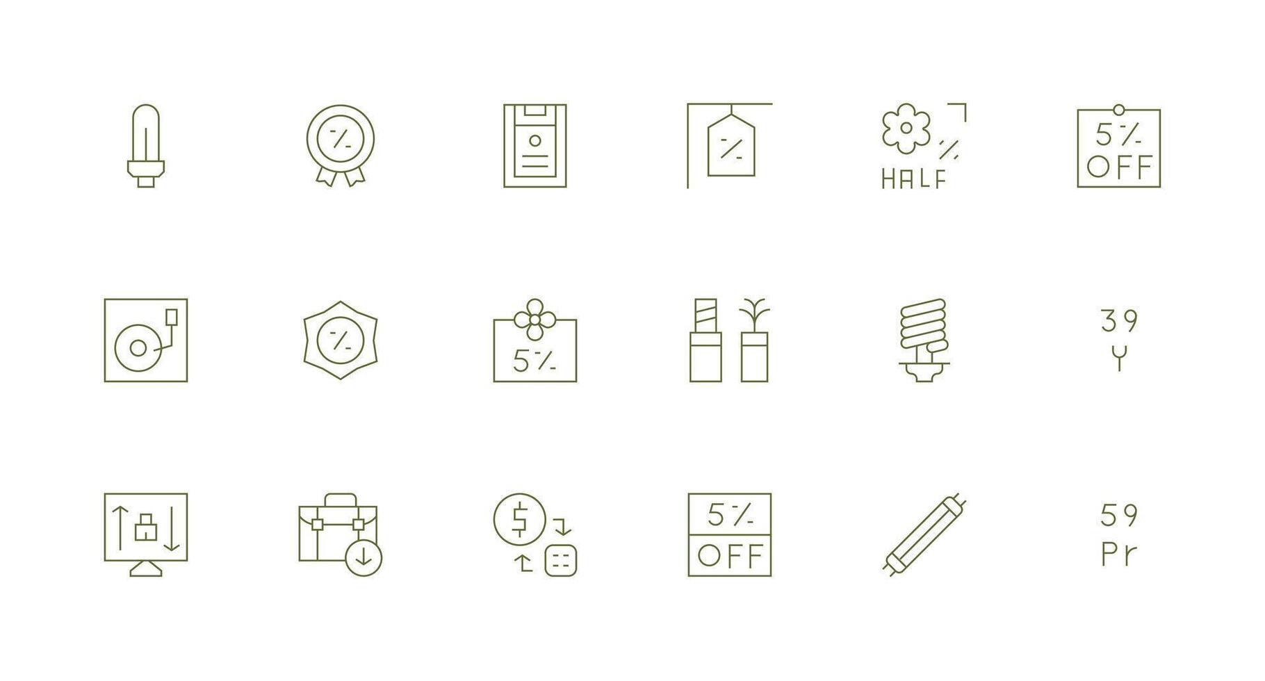 18 Minimal Line Vectors for Saving Theme Complete Icon Set for Mobile Apps