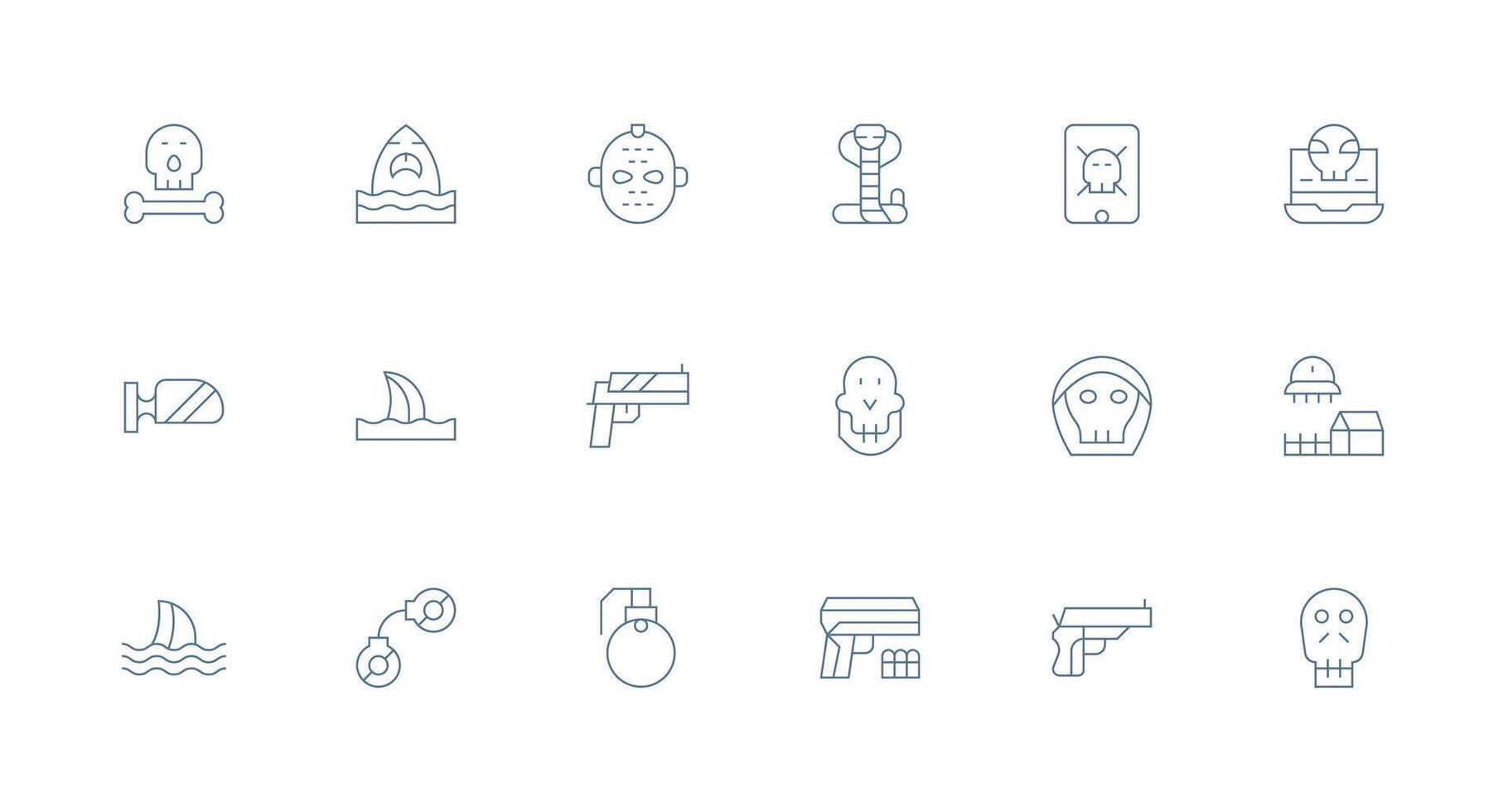Threat featuring 18 Icons in Minimal Line Design Customizable Icon Series for Mobile Screens vector