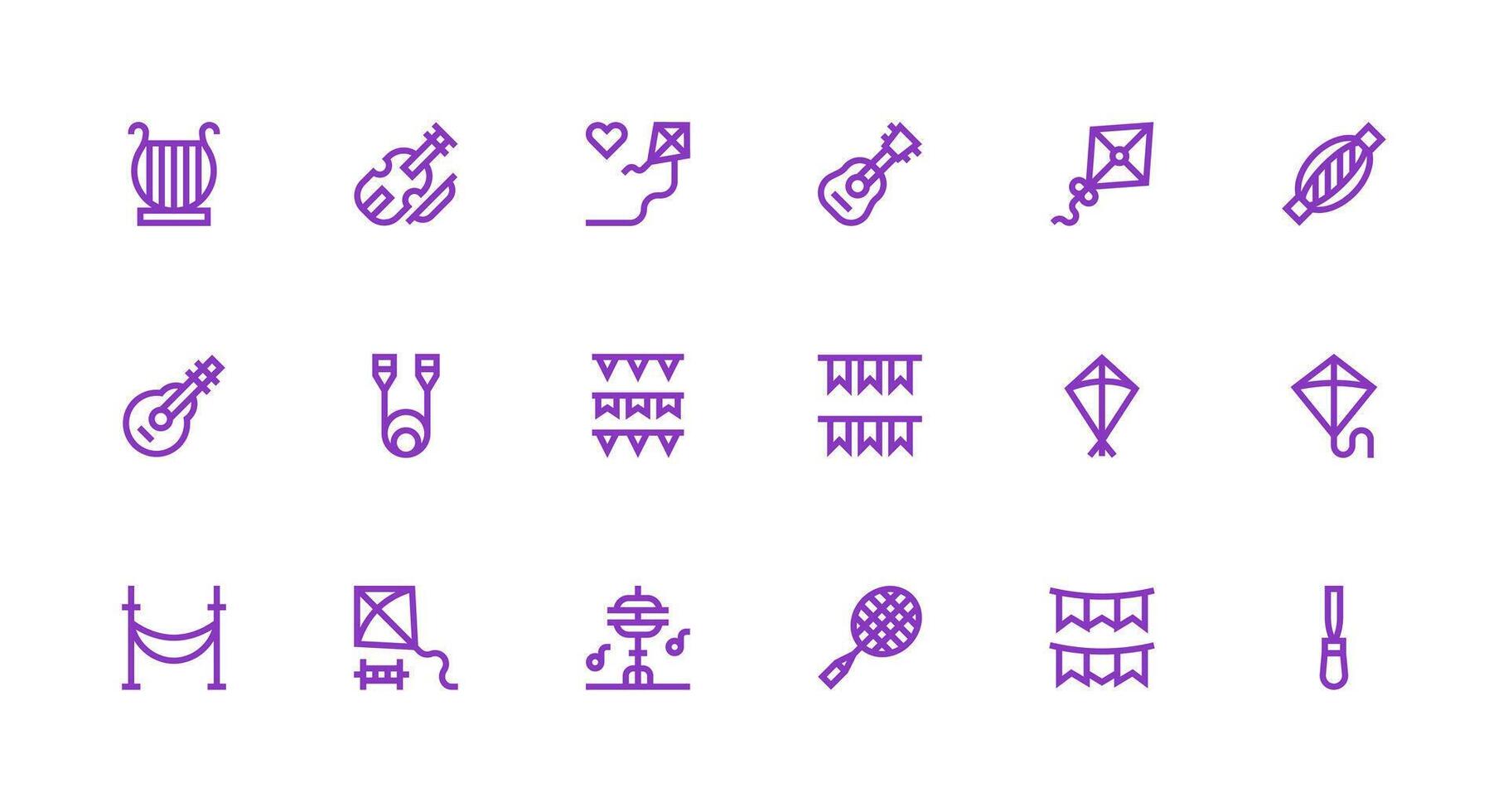 Strong Stroke Line Icons from String Set with 18 Vectors Scalable Icons for Cross-Platform Interfaces